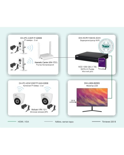 ТСН-029. Беспроводная система видеонаблюдения на основе IP-камер Dahua с использованием Wi-Fi технологии. Dahua в Чите
