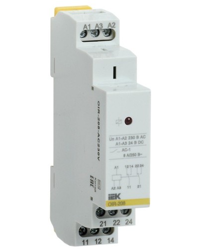 Реле промежуточное модульное OIR 2 контакта 8А 230В AC (OIR-208-AC230V). Реле промежуточное модульное. IEK в Чите