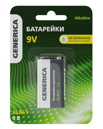 Батарейка Alkaline 6LR61 9V GENERICA (ABT-6LR619V-ST-L02-G). Батарейка щелочная. IEK в Чите