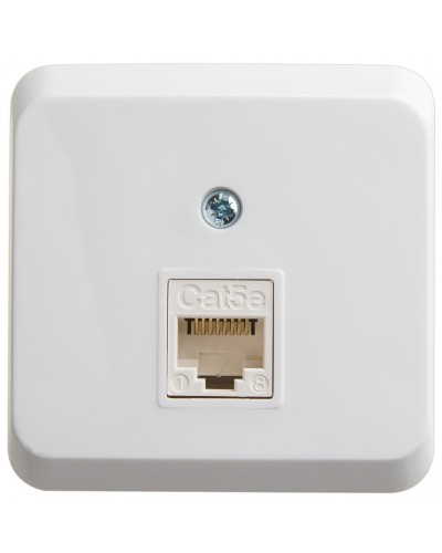 Этюд розетка RJ45 1-местная, кат. 5Е, открытой установки, белый (KOMA-001B). Розетка компьютерная. Systeme Electric в Чите