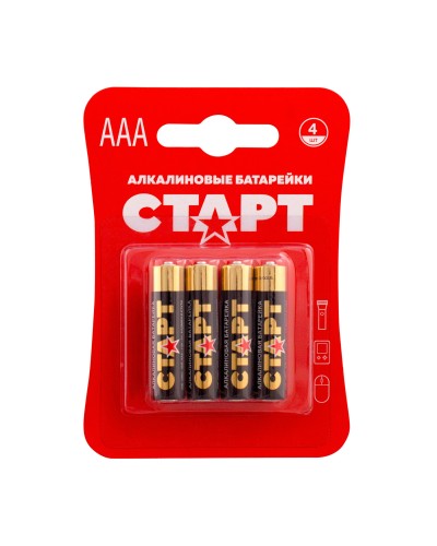 СТАРТ LR03-BL4 (1,5 В, AAA, LR03), упак. 4 шт. БЛИСТЕР. Алкалиновые батарейки. СТАРТ в Чите